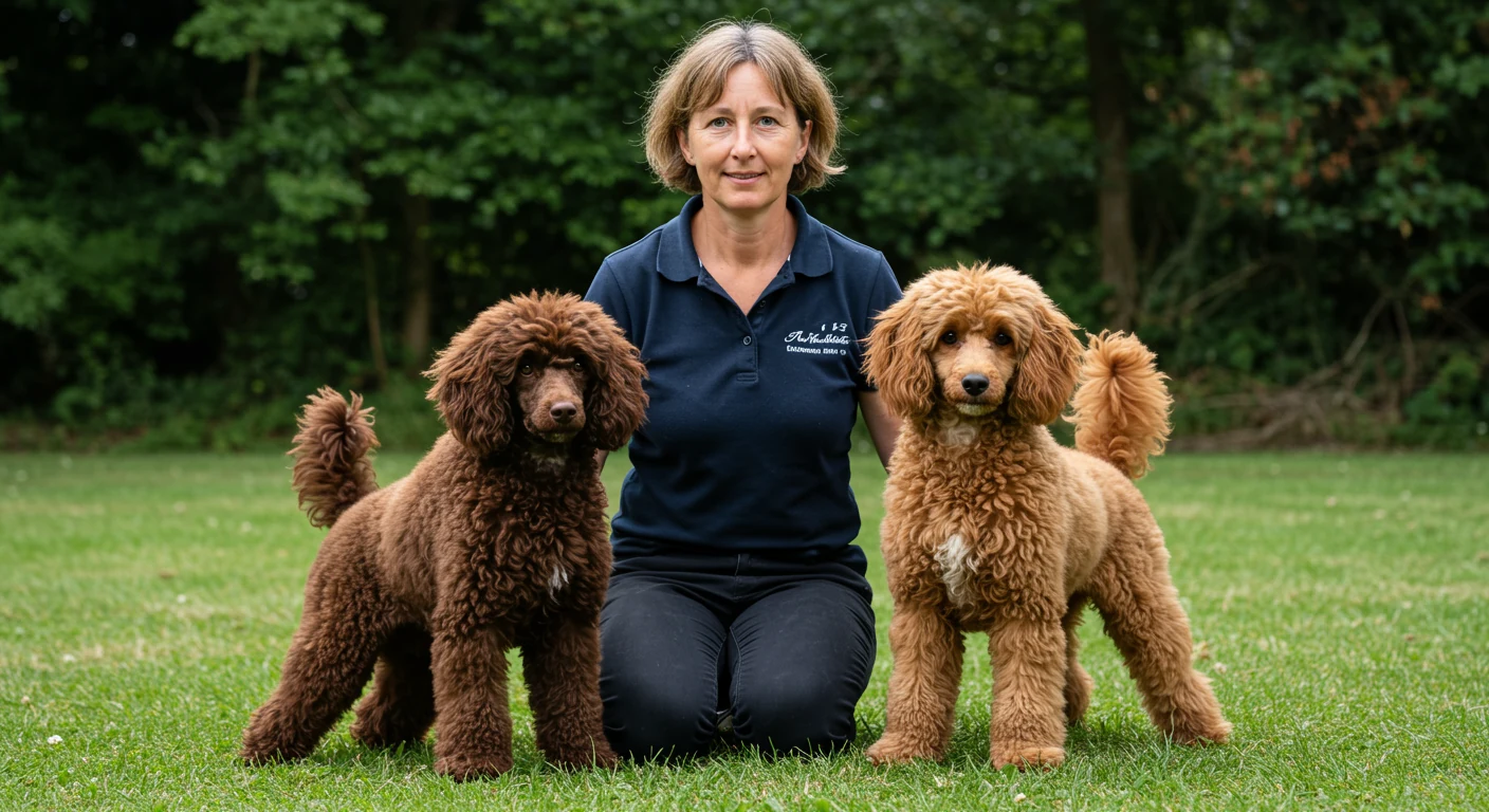 Eleveuse professionnelle avec ses caniches nains